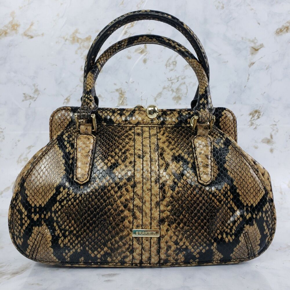 Brahmin Handbag Felix Mini Layla Satchel Purse, Coffee Animal Print - Picture 2 of 8